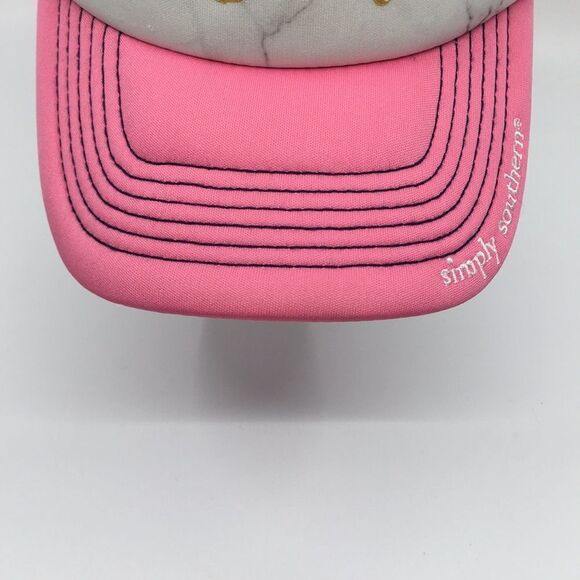 Simply Southern Trucker Hat Trophy Wife Pink and Navy Blue adjustable backstrap - Picture 3 of 16